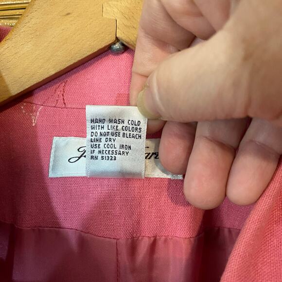 Judith Hart Woman Pink Floral Embroidered Linen Blend Blazer Jacket 16W - Picture 5 of 7